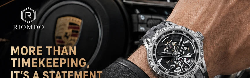 OBLVLO Mens Luxury Machinery Skeleton Mechanical Automatic Watches Analog Big Dial Blue Rubber Band Military Watch RD-909