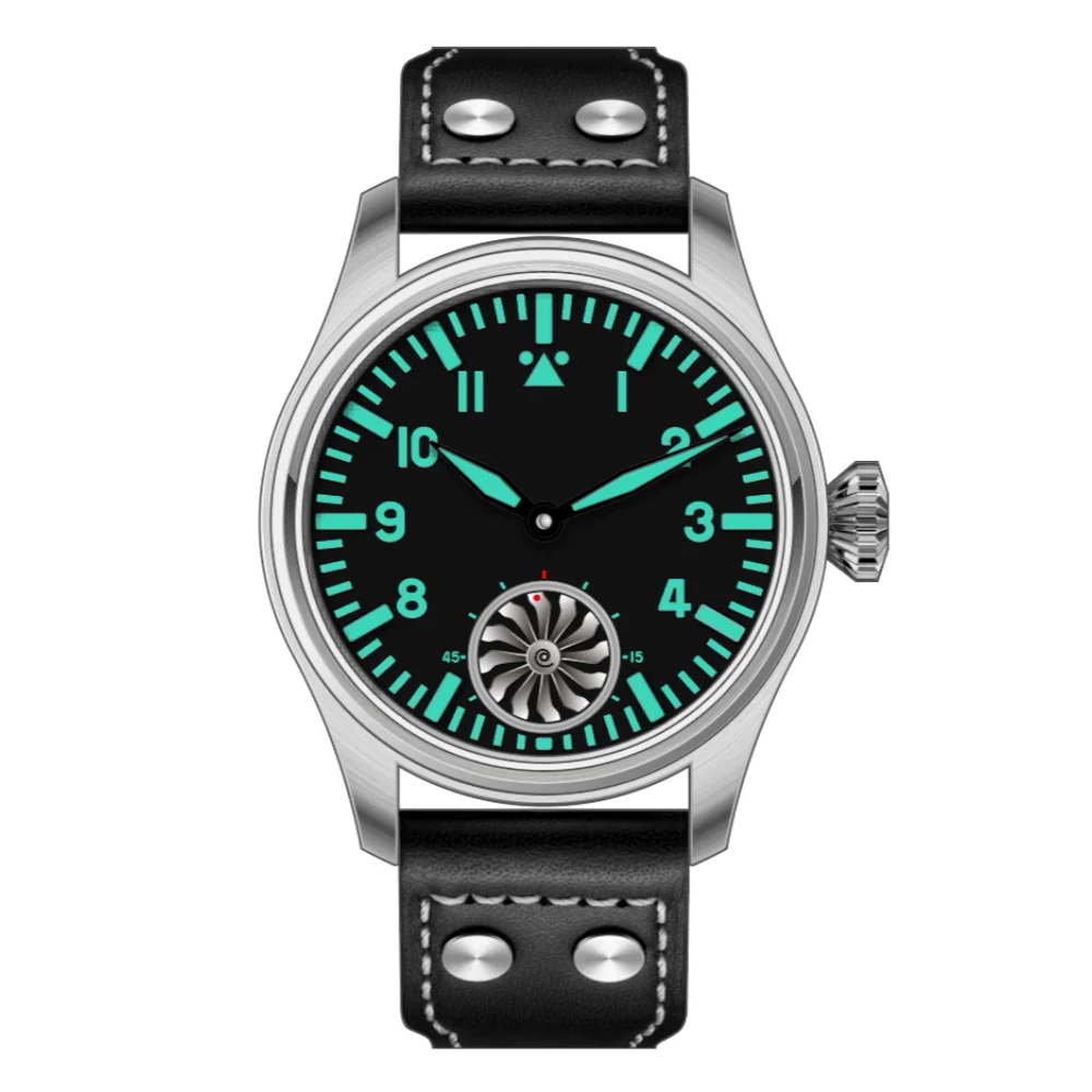 Hruodland 2025 Neue mechanische Herrenuhr Seagull ST3620 Retro-Pilot 43MM BGW-9 Leuchtend Saphirglas Turbine Reloj Hombre