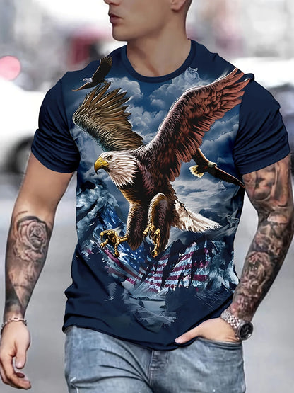 Fashion Eagle Graphic T-Shirts Luxury T-Shirt Summer Men's T-Shirts Casual Tops Short Sleeve T-Shirt 3D Printing Men’s Clothing