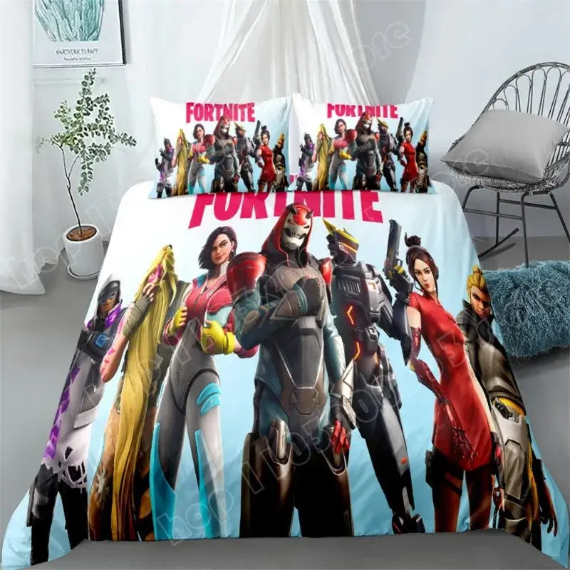 Fortnite Bedding Set 3pcs 3D Printed Bedroom Bed Linens Game Cartoon Decorative Bedding Duvet Cover Pillowcase Birthday Gift