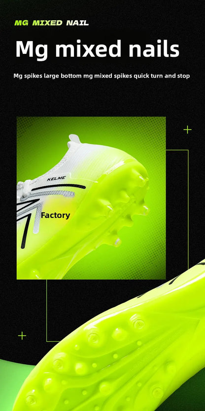 Kelme Men’s MG Soccer Cleats Indoor Short Studs Professional Match Football Boots Slip-Resistant Training Turf Shoes