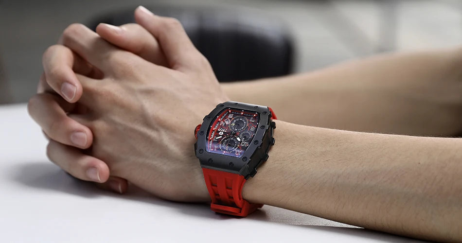 TSAR BOMBA Watch for Men Luxury Brand Tonneau Design Waterproof Clock Stainless Steel Wristwatch Fashion Rectangle Men's Watch
