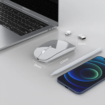 New Charging Type-C Wireless Mouse + USB Dual Receiver, Mute Ergonomic Design, 1000/1200/1600 Three-Speed DPI