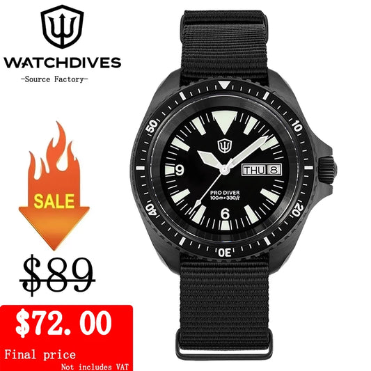 Watchdives WD1980 V3 Watch Vintage VH31 Quartz Movement Stainless Steel Watches Luminous K1 10Bar Waterproof Wristwatch