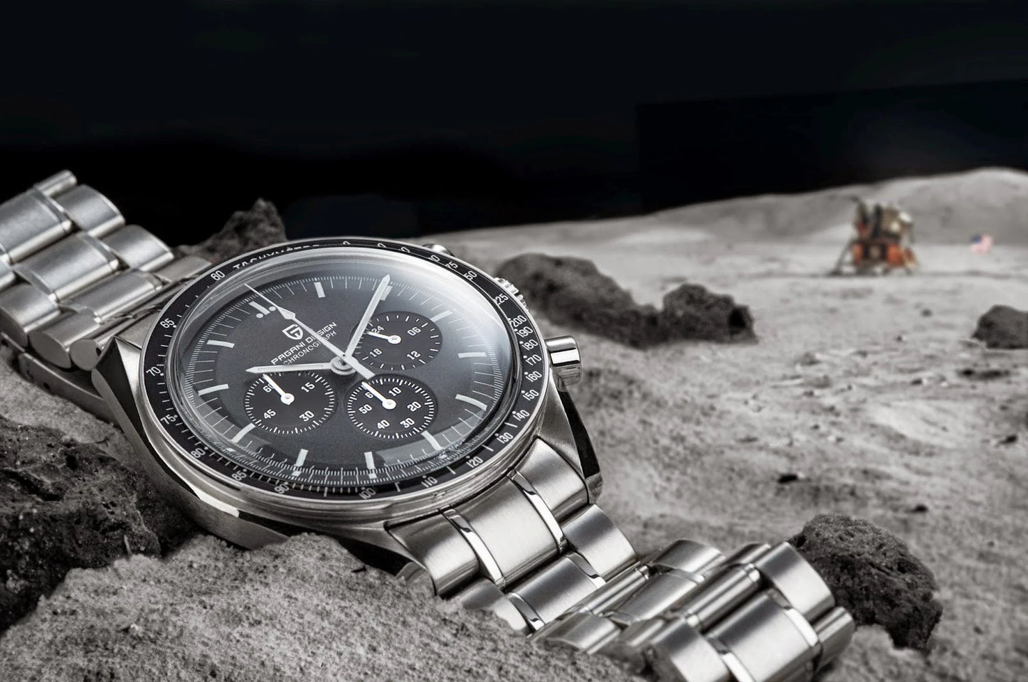 PAGANI DESIGN Saturn Men's Watches 2026 New Top Luxury Quartz Watch Men Light Tan Chronograph AR Sapphire crystal Wristwatch Men
