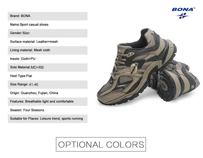 BONA New Designers Breathable Road Running Shoes Casual Shoes Man Athletic Walking Footwear Men Outdoor Jogging Masculino