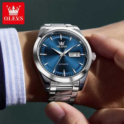 OLEVS Watches Man 7090 Luxury Original Automatic Mechanical Watch Waterproof Large Dial Week Date Watches For Man Gifts New