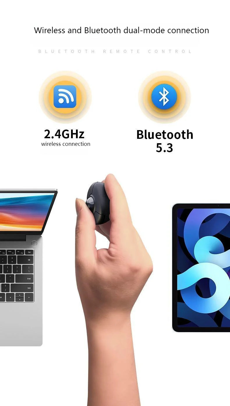 New Trackball Finger Ring Mouse 2.4G+Bluetooth Wireless Remote Control Mice For Short Video/PPT Speech/In-Vehicle Display Screen