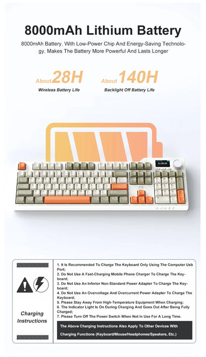 Nuova tastiera gaming personalizzata AJAZZ AK35I V3 MAX Tri-mode cablata, Bluetooth e wireless, struttura gasket, hot swap completo, 104 tasti