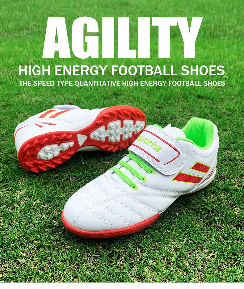 Zapatillas de fútbol infantiles para niño y niña, cierre de velcro, botas de fútbol sin tacos, calzado para principiantes de lacrosse, críquet y béisbol
