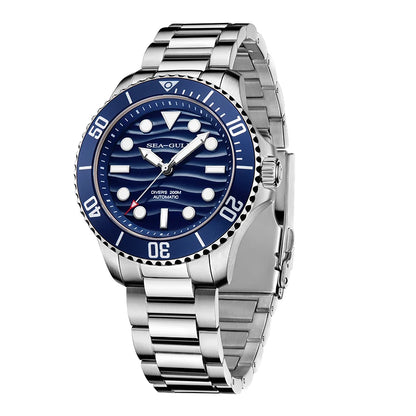 Seagull Ocean Series Automatic Man Mechanical Wristwatches Wave Dial Calendar 200m Waterproof Luminous Diving Watch reloj  6203