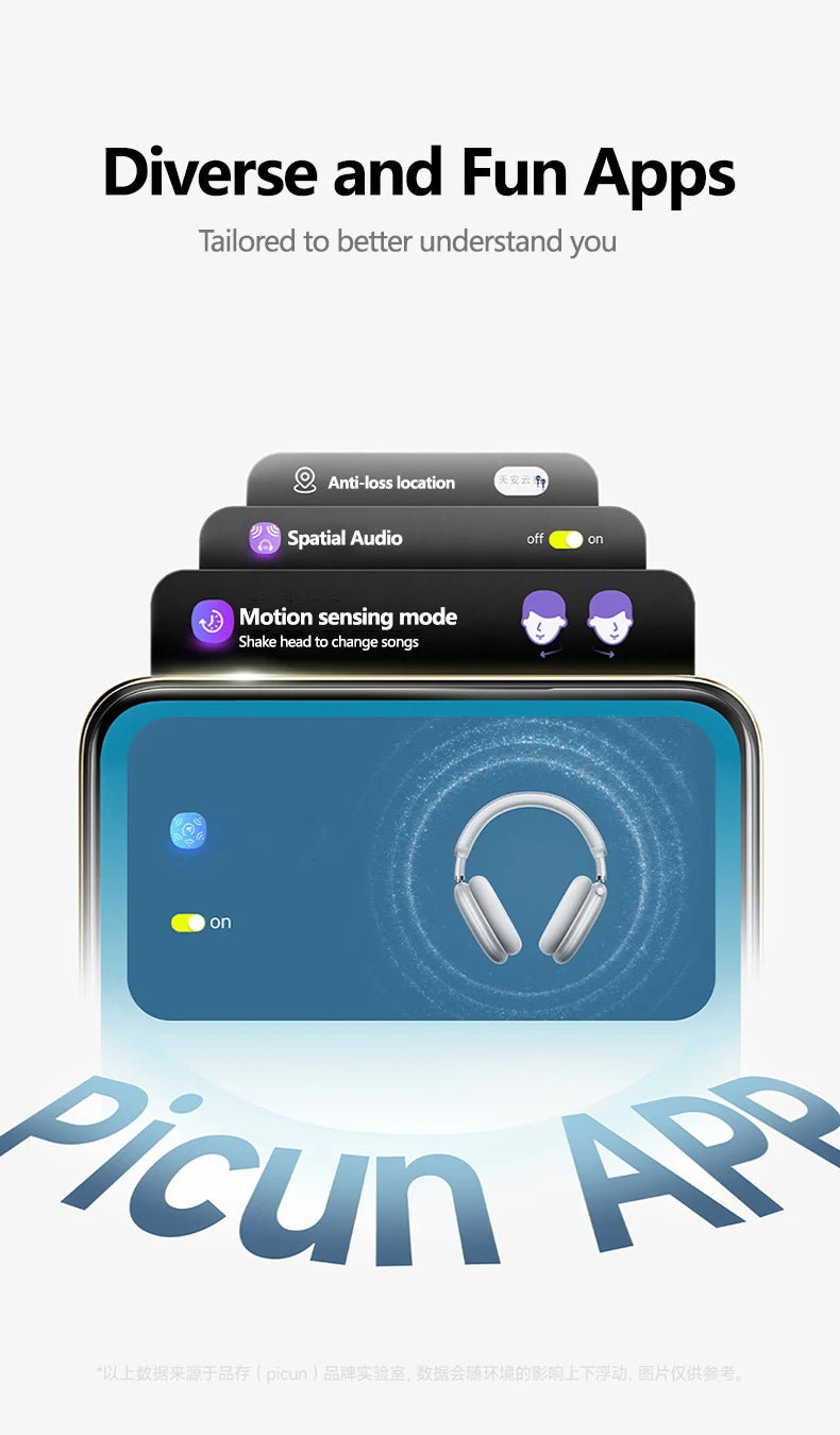 Auriculares inalámbricos Picun F8MAX ANC con cancelación activa de ruido híbrida de 59dB, audio espacial, Bluetooth 6.0, diseño over-ear y hasta 180H