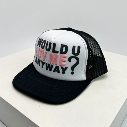 Novos bonés de basebol unissexo com blocos de cor, estampado com letras e bordado, estilo hip-hop, em malha respirável, com pala para proteção solar, bonés trucker urbanos e versáteis