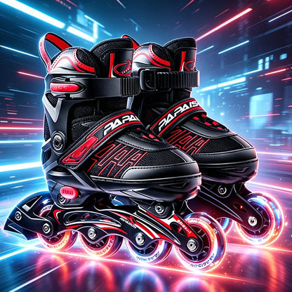 Inline Skates Boy Black Adjustable Size Pink Girl Children Sports Rollerblades High Speed New LED Light-Up Professional