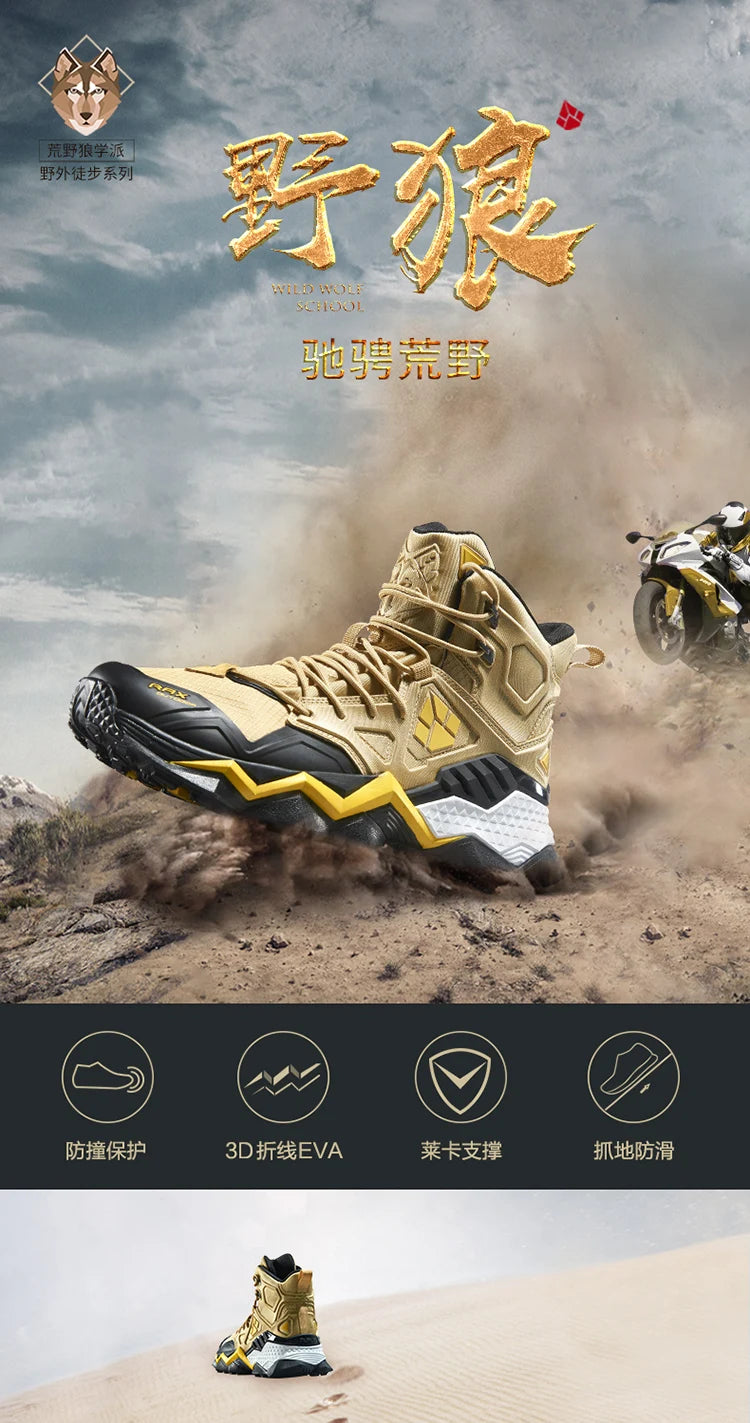 Rax Men's Waterproof Hiking Shoes Breathable Hiking Boots Outdoor Trekking Boots Sports Sneakers Tactical Shoes