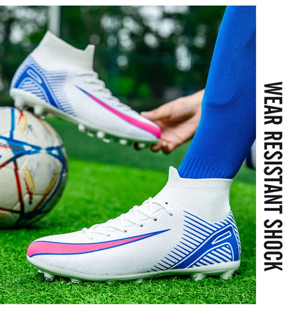 High Top Football Boots Men's Large Size 47 Training Sports AG Long Nail TF Broken Nail Ball Shoes Net Lining Rubber Outsole
