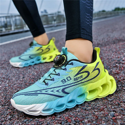 Unisex Sneakers Light Shock-absorbing Soft Soled Professional Running Training Shoes New Rotating Buckle Outdoor Running Shoes
