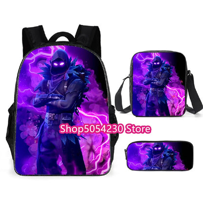 Mochila Fortnited de 3 piezas para niños Victory Game, 16 pulgadas, resistente al agua, mochila preescolar moderna, mochilas escolares para primaria