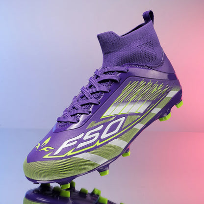 Nouvelles chaussures de football professionnelles pour hommes, chaussures de sport à cheville haute, chaussures de football TF/FG pour garçons, unisexes, antidérapantes, confortables