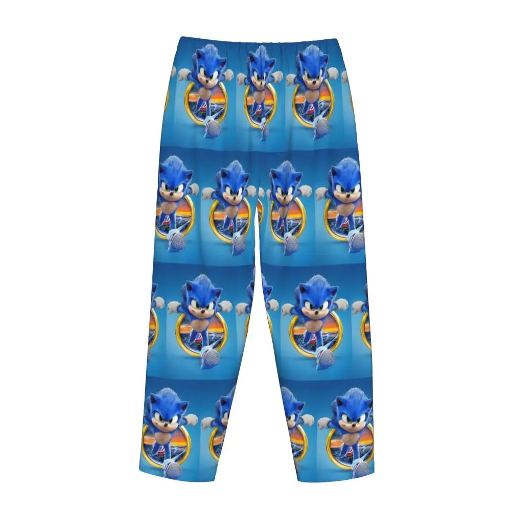 Custom Printed Womens Soniced Pajama Pants Hedgehog Game Sleepwear Sleep Lounge Bottoms with Pockets