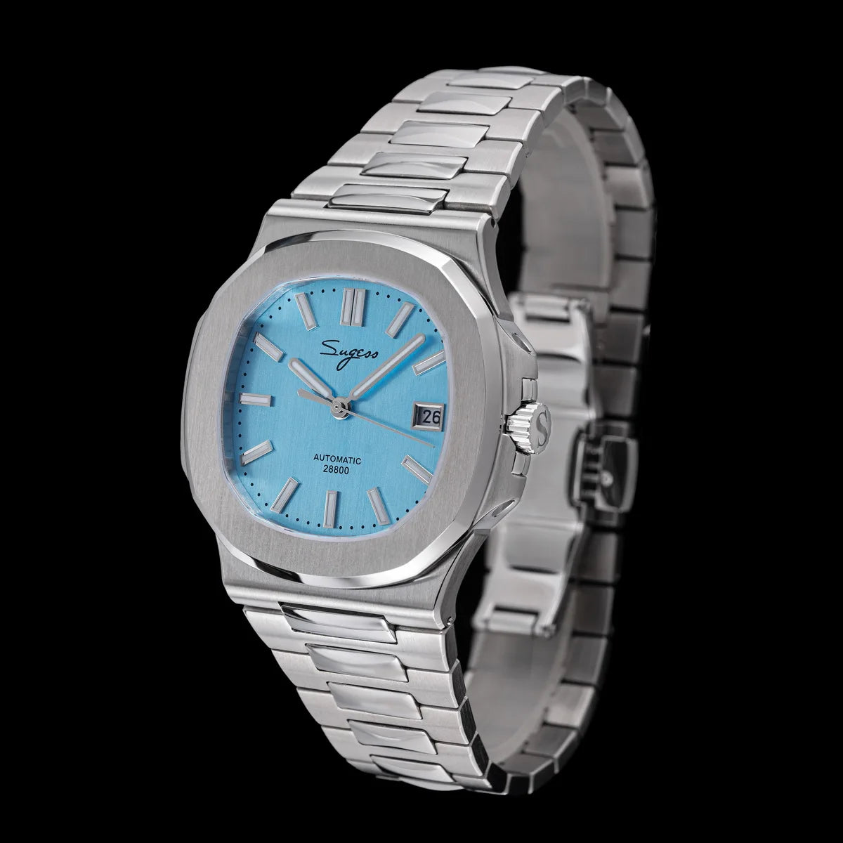 Sugess Man Watch Automatic Mechanical Wristwatches Miyota 9015 Movement MOP Dial Luminous Waterproof 5bar Bracelet Luxury S466