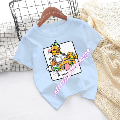 T-shirts de Criança Fortnite com Estampado de Figuras Cartoon do Jogo Fortress Night, Tops de Manga Curta para Verão, Roupa para Rapazes e Raparigas