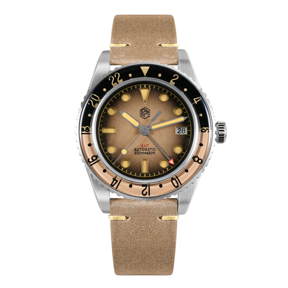 San Martin 2025 Men's Watches, Retro NH34 GMT Sandwich Dial, 40mm Bidirectional Sapphire Bezel, Luxury Sports Watch, 20Bar