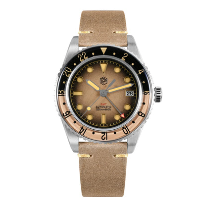 San Martin 2025 Men's Watches, Retro NH34 GMT Sandwich Dial, 40mm Bidirectional Sapphire Bezel, Luxury Sports Watch, 20Bar