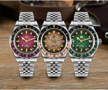 San Martin 2025 Men's Watches, Retro NH34 GMT Sandwich Dial, 40mm Bidirectional Sapphire Bezel, Luxury Sports Watch, 20Bar