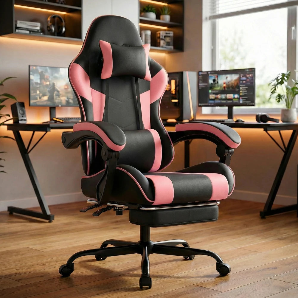 Gaming Chair Ergonomic Gaming Chair with Lumbar Support, Breathable PU Leather Office Chair, Comfortable Computer Chair