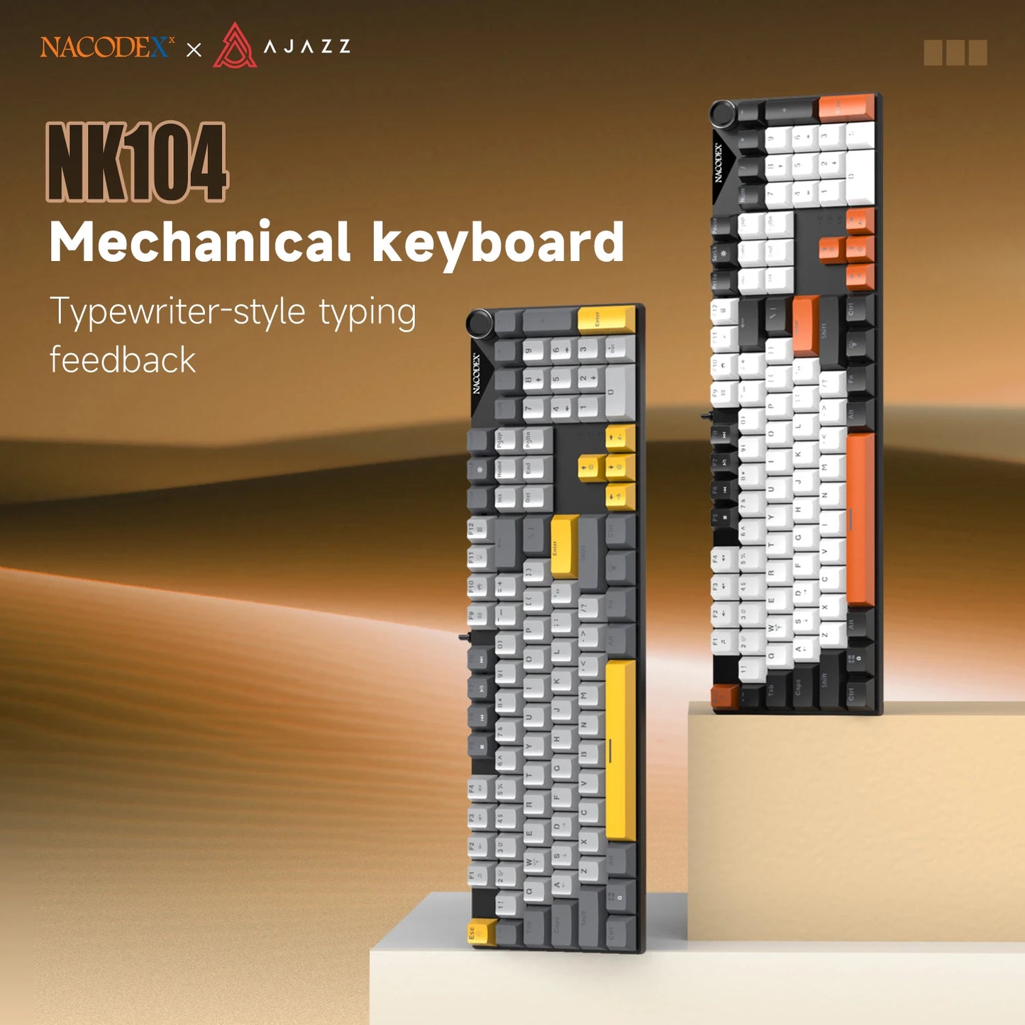 Teclado mecánico AJAZZ NK104 con cable, teclas de doble inyección, 104 teclas, hot-swapping y retroiluminación LED híbrida para gamers, compatible con laptop y PC