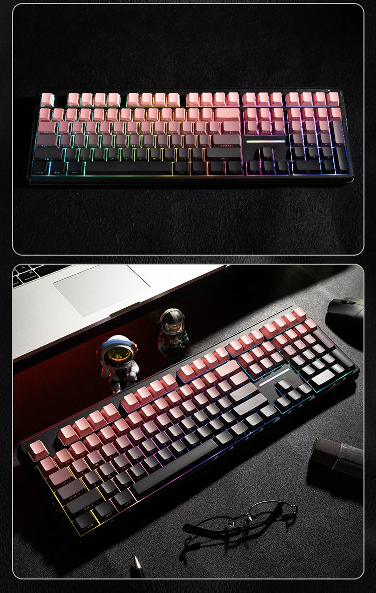 Tastiera Bluetooth V108 Pro Office a bassa rumorosità 2.4G cablata e wireless, layout completo con membrana retroilluminata RGB