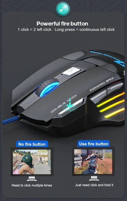 IMICE X7 Optical Gaming Mouse  Adjustable DPI Ergonomic Anti Slip Design Colorful Luminuse Suitable for DesktopComputers  Laptop
