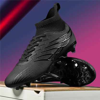 Superfly FG Football Boots Outdoor Soccer Cleats Black Shoes Soft Sport Professional Shoes Breathable Comfortable Boots Plus Size