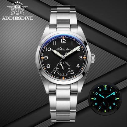 Reloj de cuarzo ADDIESDIVE de 36mm para hombre VH60, luminoso BGW9, cristal abombado tipo burbuja, cubierta de vidrio, resistente al agua 10Bar, acero inoxidable