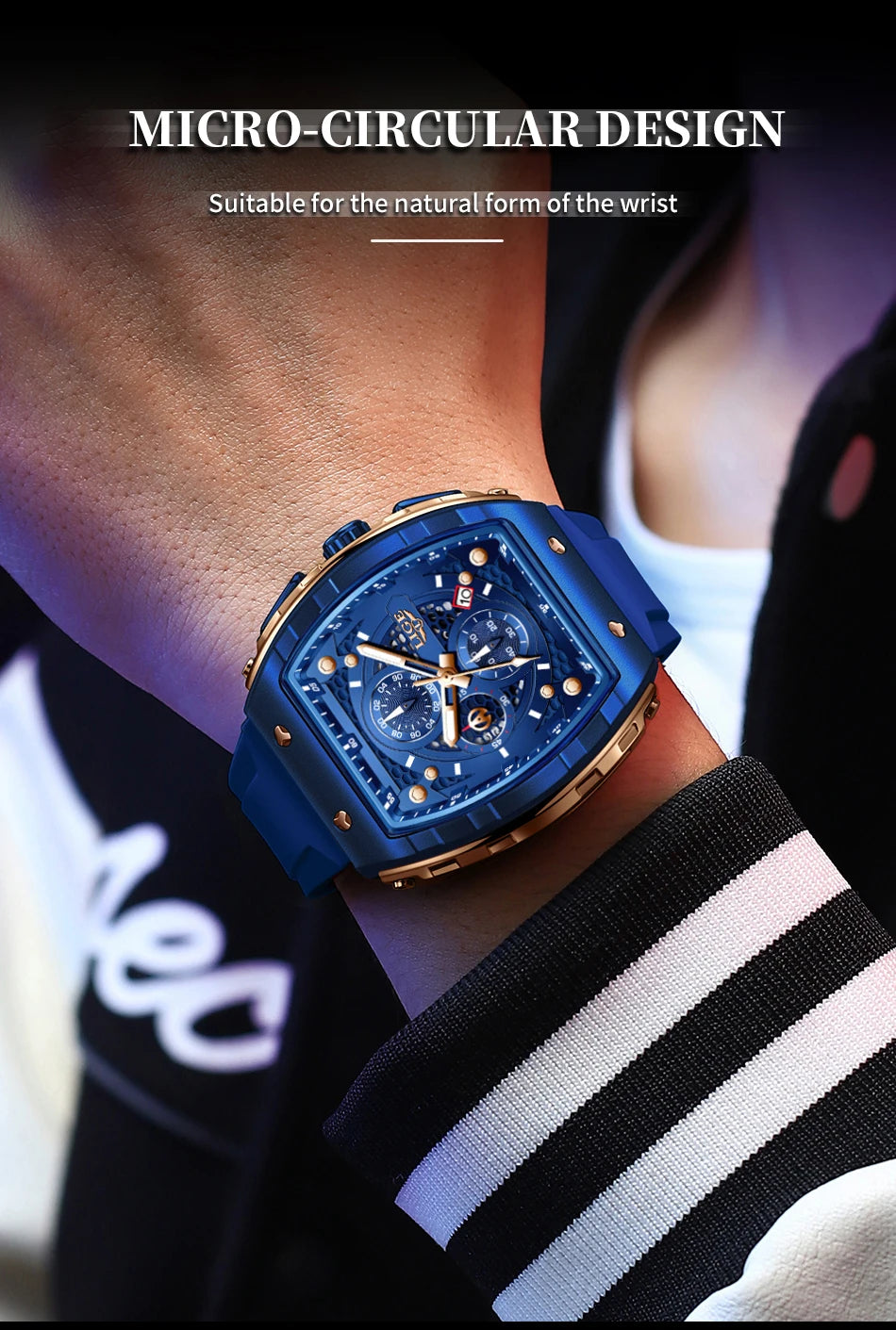 Relógio de Homem LIGE — Moda de Luxo, Impermeável, Bracelete em Silicone, Quartzo, Luminoso, Desportivo, Data Automática e Cronógrafo Simples