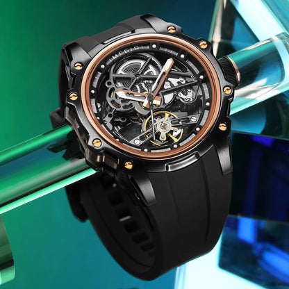 MEGIR Fashion Men's Full Automatic Watches Hollow Out Luminous Sports Mechanical Watch Waterproof Wristwatches Reloj Hombre 2243