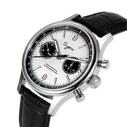 Sugess 1963 Pilot Watch Men Mechanical Chronograph Panda Wristwatch Air Force Sapphire Waterproof for Seagull Movement ST1901 v3