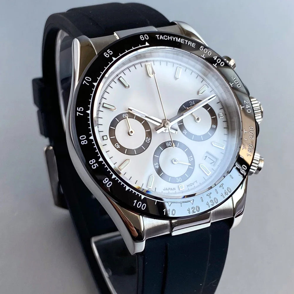 Orologio da uomo Luxury VK63 con movimento al quarzo, cronografo business 39mm in acciaio/oro rosa, datario e quadrante luminoso