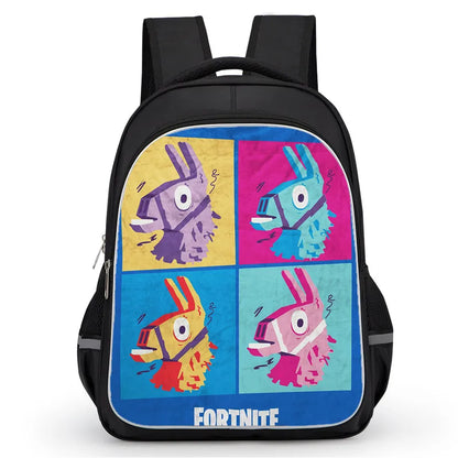 16 Inch Fortnite Cartoon Backpack Unisex for Boys and Girls with Dual Zippers Large Capacity Lightweight Student Backpack