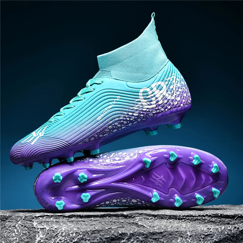 Chaussures de football professionnelles pour hommes/femmes, antidérapantes, à crampons FG, respirantes, chaussures d'entraînement à tige haute