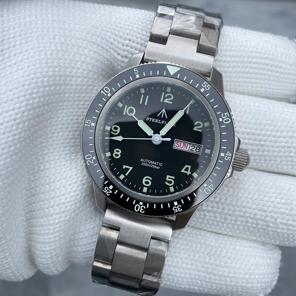 STEELFLIER Official SF787 Dive Luxury Wristwatches Double Calendar NH36 Movement Super Luminous 200M Waterproof Mechanical Watch
