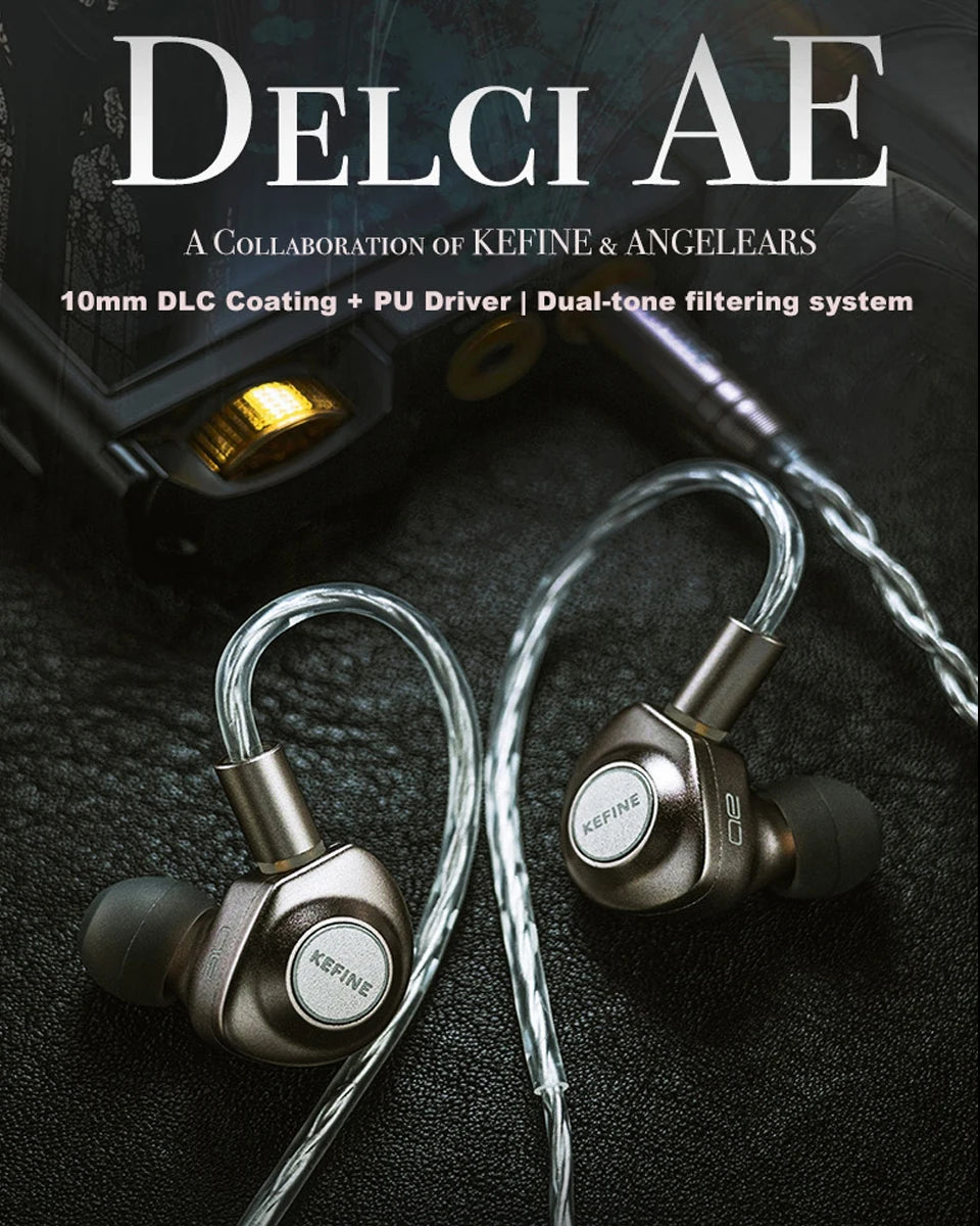 Auscultadores intra-auriculares com fio Kefine X ANELEARS Delci AE 10mm HiFi IEM – Monitores In-Ear com driver DLC+PU e afinação dupla para música e gaming