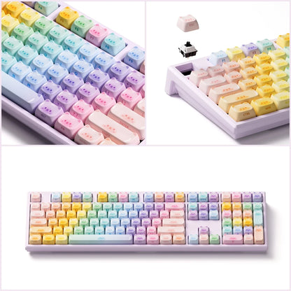 Teclado mecánico inalámbrico Akko MonsGeek MG108B Bun Wonderland, perfil MOG, RGB, 108 teclas, tamaño completo, hot swap, USB / 2.4G / BT 5.0