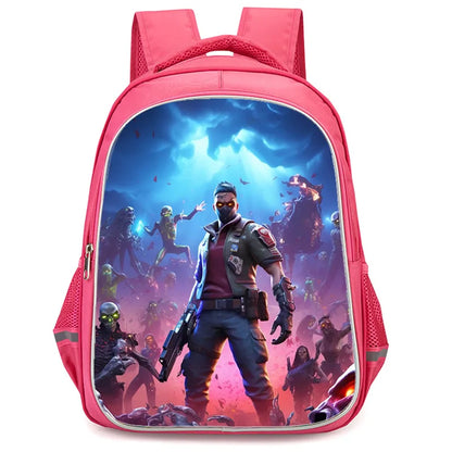 Mochila Fortnite Cartoon de 16 polegadas, unissexo, para rapazes e raparigas, com fechos duplos, grande capacidade e leve, para estudantes