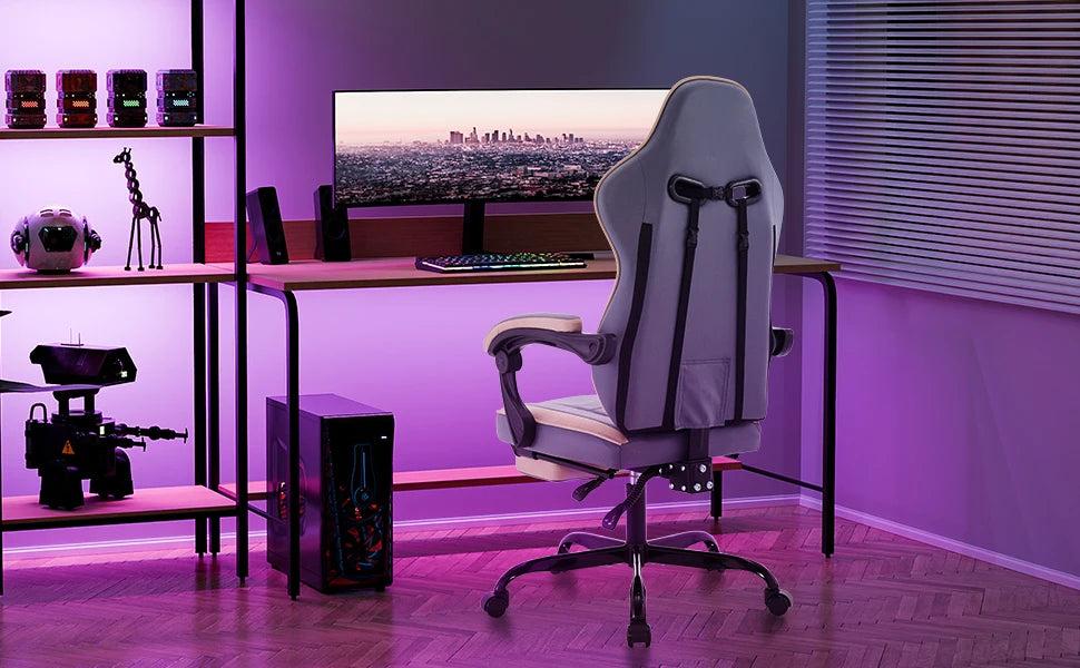 WOTSTA Gaming Chair Ergonomic Gamer Chair with Footrest, Adjustable Lumbar Support, Headrest, Reclining Computer Chair for Office & Gaming