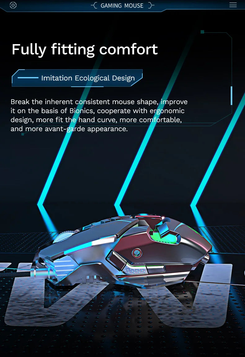 RGB 6400 DPI Magnetic Suction DIY Counterweight Wired Mechanical Mouse for Esports Gaming PC