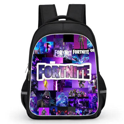 16 Inch Fortnite Cartoon Backpack Unisex for Boys and Girls with Dual Zippers Large Capacity Lightweight Student Backpack