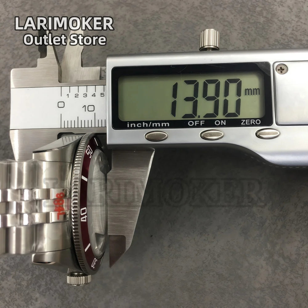 LARIMOKER NH35 39mm Automatic Men's Watch Domed Sapphire Glass 100m Diving Vintage Wine Red Insert Dial Super Luminous Watch
