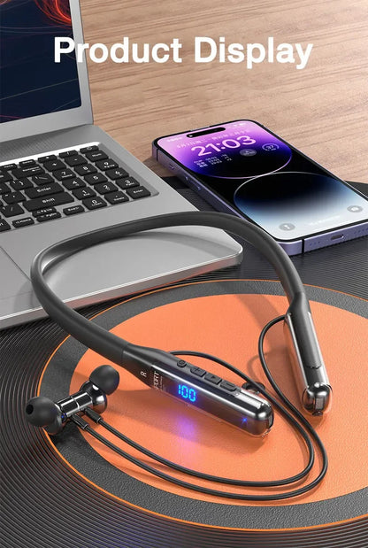 EARDECO 80 heures d'endurance Bluetooth casque sans fil avec Microphone tour de cou Bluetooth 5.3 écouteurs casque basse stéréo